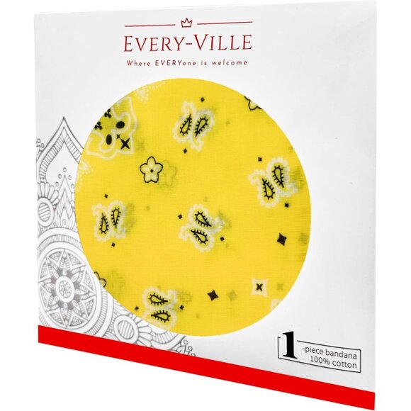 Women's Yellow Cotton Bandana Large Cowgirl Imported Handkerchief Headband Scarf - Picture 6 of 7